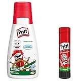 Pritt Bastelkleber, transparent trocknender Alleskleber für Zuhause, Schule oder Büro, weißer Bastelleim für Kinder, Spar-Set mit 1 Flasche à 100 g und 1 Pritt Stick Kebestift 11 g, 9HPAKC2P1X