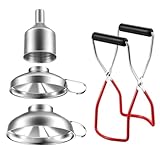 AUTSUPPL 4 Stück Edelstahl Einmachtrichter mit Rutschfester Dosenheberzange für Küche und Haushalt Praktischer Trichter zum Einfachen Abfüllen von Gläsern