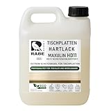 RABE Hartlack Seidenmatt MAXULIN HD11 für Tischplatten Thekenlack Holzlack Klarlack farblos Möbel Lack Eiche uvm (Farblos, 2,5 Liter)