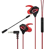 VersionTECH. Gaming-Headset mit Dual-Mikrofon, In-Ear-Kopfhörer für Ps5 Ps4, Xbox One, Nintendo Switch, Xbox Series X|S, Playstation 4 5, Gaming In-Ear Jack 3,5 mm Rot