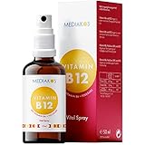 Vitamin B12 + B6 + Folsäure Mediakos Vital Spray, Vegan mit Apfel-Geschmack hilft bei Müdigkeit, gibt Energie und unterstützt die Nerven und die Psyche (50 ml)