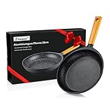 Linnuo Natur Line Aluguss Pfanne 28 cm Holzgriff, Marmor Optik Antihaft beschichtete Pfanne Induktion und alle Herden, dicker Boden, Bratpfanne 28 cm | Frying Pan