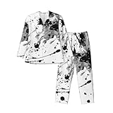LHFIOHIRG Herren-Pyjama-Set, langärmelig, Oberteil und Hose, Nachtwäsche, bequeme Nachtwäsche, Tintenspritzer, M
