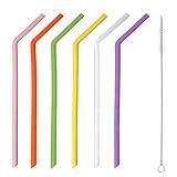 6 Stück Bendy Silikonstrohhalme, Bunte Wiederverwendbare Trinkhalme Mit Breiter Biegung Und Reinigungsbürste, Gewölbte Ersatz-Strohhalme Für Kinder Und Erwachsene