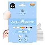Cosmeau Waschmittel Blätter Meeresbriese - bis zu 20 Waschgänge (20 Blätter) - Nachhaltiges Waschmittel für Weiß, Farbe und Schwarz - Plastikfrei, Abbaubar & Perfektes Reisewaschmittel