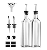 PANENDIANO Olivenöl Spender Flasche 2PCS 250ML mit Ausgieße Speiseöl Essig Messspender Set aus Edelstahl mit Trichter für Küche Grill Pasta Salate und Backen