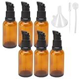 ZMDMAH 6 Stück 30 ml Leer Glasflaschen Braun Bernsteinfarbene Glas-Lotion-Flaschen Lotionspender Braunglas Flasche mit pumpe für Lotion Serum und Creme