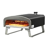 Q Pizza Gas-Pizzaofen, Tragbarer 50 mbar Outdoor Pizza Ofen mit 33cm Pizzastein für Garten, Schwarz