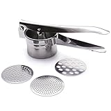 Wenxiaw Kartoffelpresse Spätzlepresse Edelstahl Rostfrei - Professionelle Spaghettieispresse für Kartoffelpüree, Gemüsebrei, Püree - mit 3 Lochscheiben, Ergonomisches Design, Spülmaschinenfest