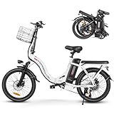 SAMEBIKE E Bike Elektrofahrrad 20' Fat Tire E-Fahrrad klapprad 36V/12Ah Akku,Max.Reichweite bis zu 35-70km, Off-Road Mountainbike mit Shimano 7 Gängen,City EBike Herren Damen(CY20) (White)