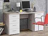 möbelando Schreibtisch Bürotisch Computertisch Arbeitstisch Laptoptisch Büromöbel Balu I Sandeiche/Weiß Matt