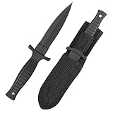 KS-11 Krav MAGA Combat - Defense Forces Nahkampf Stiefelmesser 23 cm - Gürtelmesser - Sondereinheiten Einsatzmesser - Kampfdolch - Bootdagger - Stiefeldolch - kleines Messer mit Scheide schwarz