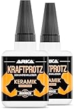 2x 50 g KERAMIK & PORZELLAN Sekundenkleber extra stark | Inkl. Anti-Austrocknung-Spitze | KRAFTPROTZ | Dickflüssiger Superkleber | Wasserfest | Keramikkleber, Steingutkleber & Porzellankleber