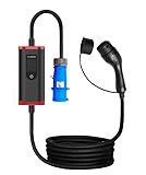 bokman Typ 2 Ladekabel mit CEE Stecker 7,4kW, 5 Meter | 6-32A | 1-Phasig | IP65 Wasserdicht, Tragbares EV-Ladegerät und Mobile Wallbox Ladestation für IEC 62196-2 mit Tragetasche & Mikrofaserhandtuch