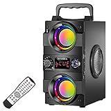 TENMIYA Bluetooth-Lautsprecher, 40 W (60 W Peak) Tragbare Bluetooth-Lautsprecher mit Beleuchtung Kabellose Stereo-Lautsprecher mit sattem Bass und doppeltem Subwoofer