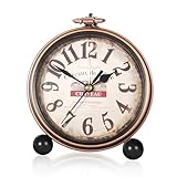 MEGYAD Retro Wecker Analog Ohne Ticken Lautlos: Tischuhr Vintage Silent Kleine Nachttischuhr Batteriebetrieben, Vintage Tischuhr Analog für Schlafzimmer Wohnzimmer Kinder