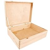 Creative Deco XL Große Natur Holz-Kiste mit Deckel | 40x30x14 cm (+/-1cm) | Erinnerungsbox Baby | Holz-Box Unlackiert Kasten | ohne Griffen | Dokumente, Spielzeug, Werkzeuge | ROH & UNGESCHLIFFEN