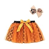 Generisch Faschings Kinder Mädchen Ballettröcke Kostüm Party Patchwork Farbe Tüll Tanzrock Haarnadel Set (Orange, 5-8 Years)