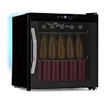 Klarstein Coachella 50 Onyx Getränkekühlschrank Mit Glastür - 47 L, WLAN, 3-18 °C, LED-Innenbeleuchtung, Touch-Bedienfeld, 7-Farbige Hintergrundbeleuchtung, 2 Metallböden, Schwarz