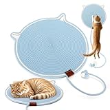 Kratzbretter Katze, 50cm/19.69in Verbessertes und vergrößertes Sisal Teppich Kratzmatte Katze mit Baumwollkugel Spielzeug & Katzenohr-Design, Kratzteppich Katze für Wand Katzen Kratzmatte (Blau)