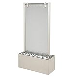 KÖHKO® Wasserwand ca. 93 cm aus Edelstahl mit Glas Wasserspiel mit LED-Beleuchtung für Wohnzimmer Terrasse