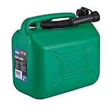 Draper 10-Liter-Kunststoff-Benzinkanister | Jerry Diesel-Kraftstoffkanister | 10000-ml-Wasserbehälter | 20-mm-flexibler Ausgießer-Durchmesser | 290-mm-Ausgießer-Länge | 09055, Grün