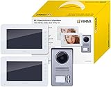 VIMAR K40911 Videosprechenalagen-Set enthält Freisprech-Videohaustelefon LCD 7in, 2-Taste Klingeltableau mit Regenschutz, Netzgerät mit austauschbaren Steckern EU BS US AU, 2 Familien