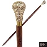 SouvNear dekorative Gehstöcke in Premiumqualität - Palisander mit Messinggriff, antike Optik, viktorianischer Stil, Gehstock für Damen und Herren, eleganter Gehstock aus Indien, 95 cm, holz, Walking Cane, Golden Golf Ball