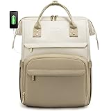 LOVEVOOK Rucksack Damen Laptop Rucksack mit 15,6 Zoll Laptopfach, Schultasche Mädchen Teenager, Laptoptasche Business Rucksäcke für Arbeit Lehrer Reisen, Beige Khaki