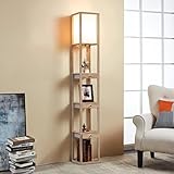ATAMIN Aaron 72 Zoll Regal Stehlampe mit Schubladen, hohe Lampe für Wohnzimmer Schlafzimmer, moderne Stehlampe mit Regalen und Schubladen, Rustikales Holz