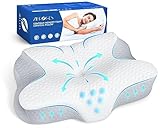 Zibroges Nackenkissen Kopfkissen Memory Foam Kissen, Orthopädisches Kissen Ergonomisches Kopfkissen Nackenschmerzen Seitenschläferkissen mit Bezug, Nackenstützkissen Schlafkissen für alle Schlaftypen