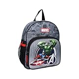 mybagstory Rucksack für Jungen – Avengers – Grau – Kinder – Schule – Kindergarten – Schulranzen für Jungen – Größe 29 cm – verstellbare Träger – Geschenkidee, Avengers, Grau, Enfant