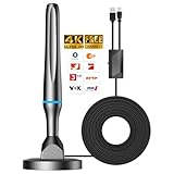 DVBT2 Antenne, zimmerantenne DVB-T & DVB-T2 Antennen mit Verstärker, Großer Reichweite und 360° Empfang, Zimmerantenne für Fernseher mit Starkem Magnetfuß, Geeignet für 4K 1080p & Alle TV -Blau