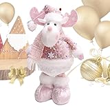 Opilroyn Stehend Weihnachten – Rosa stehende Weihnachts-Plüschfiguren | niedliche Winter-Heimdekoration, Bodendekoration mit Hut, Zwerg gefüllter Plüsch für drinnen und draußen