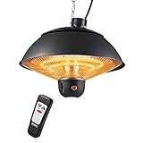 DONYER POWER Elektrischer Halogen-Röhren, hängender Terrassenheizer, 2000 W, wasserdicht, IP24, Deckenmontage, für Außen- und Innenbereich, mit Fernbedienung