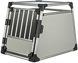 TRIXIE Hunde-Transportbox Aluminium in silber – M: 55 ×...