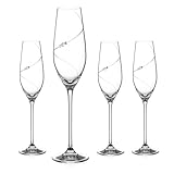 DIAMANTE Sektgläser Prosecco Gläser 4er Set - 'Silhouette' handgeschliffenes Design mit Swarovski Kristallen