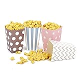 ewtshop® 48 Stück Popcornboxen, Popcorncontainer 4 unterschiedliche Designs, Popcorn Tüten oder Candy Boxen für Partys, Kinoabende maschinell hergestellt