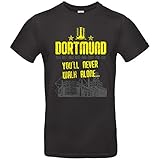 Alsino Herren T-Shirt Dortmund (3) You'll Never Walk Alone mit Jahreszahlen und Stadion aus Baumwolle, (schwarz), (S)