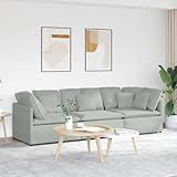ZQQLVOO Modulares Sofa mit Kissen Samt Hellgrau Modulares Sofa mit Samtbezug und Metallrahmen für Wohnzimmer