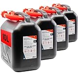KOVA 4x Benzinkanister 10L SCHWARZ Kunststoff Dieselkanister Reservekanister Kraftstoffkanister 10 L Liter ltr Wasserkanister für Benzin Diesel Wasser AdBlue 10-Liter-Kanister Petrol Can Kanister