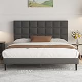 Yocreat Polsterbett 160x200cm Doppelbett, Bettrahmen mit...