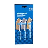 PFERD TOOLS Handbürsten Set HBG 3-teilig |mit je 1x Handbürste mit Besatzmaterial Stahldraht (vermessingt), Edelstahldraht und Messingdraht |Durchmesser Drahtbesatz: 0,30 mm | 43900005