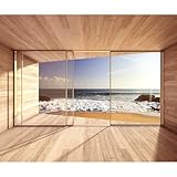 murando - Vlies Fototapete Meer Fenster 350x256 cm - Foto...