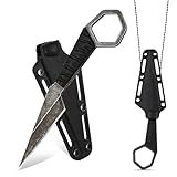 Fonyet Neck Knife Messer EDC Messer mit Kydex 16cm Scheide Outdoor Klein Messer mit Kette Stiefelmesser Scharfes Campingmesser Tactical Knife für Outdoor Survival…