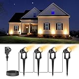 VOLISUN Gartenstrahler Led Außen Wasserdicht, Gartenbeleuchtung Mit Strom, Gartenleuchten Warmweiß IP65 Wasserdicht, 4 Stück für Haus, Baum, Hinterhof