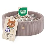 MISIOO Bällebad mit Schaumstoff-Füllung - 90x30cm - 200 Bälle für Bällebad - Hochwertige Bällebad Bälle für Kinder - Weiches und Sicheres Spielzeug - Waschbar