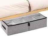 Unterbettkommode – Faltbare Aufbewahrungskörbe | transparenter Deckel mit Griffen, platzsparender Organizer für Schrank, Schlafzimmer, Wohnzimmer, Zuhause, Wohnung, Kleidung, Spielzeug, Stiefel, High