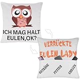 Merclix Eulen Geschenke Kissenbezug 45x45 mit 3 Tasche Eulen...