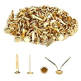 Hcoviv Musterklammern, 200 Stück Gold Mini Brads, Metall Rundkopfklammern, 17mm, Für Büro, Schule, Scrapbooking, Papierbastelarbeiten, Handwerks DIY (Gold)